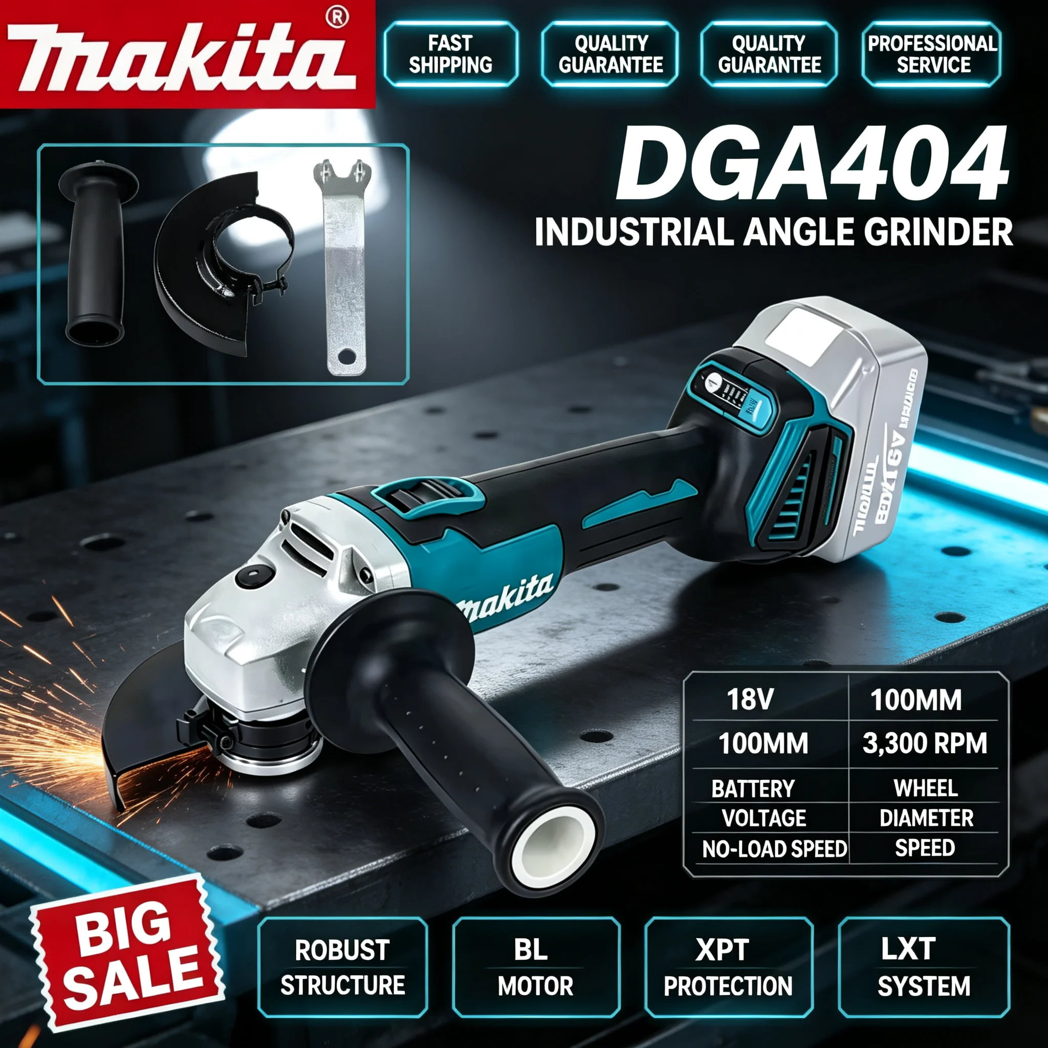 Brushless Angle Grinder Battery Powered - Makita DGA404 – akumulatorowa szlifierka kątowa