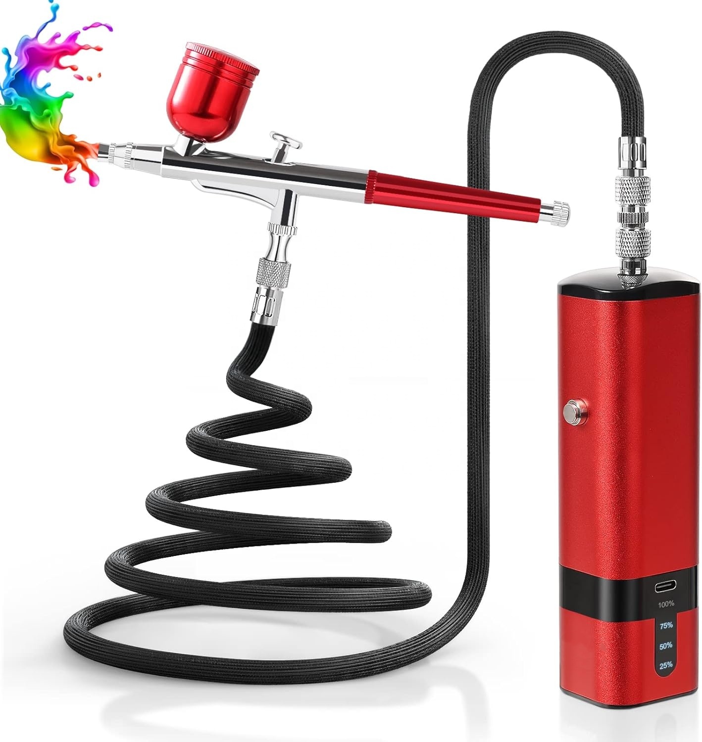 Airbrush Kit With Mini Compressor - Zestaw aerografu z kompresorem, ręczny mini