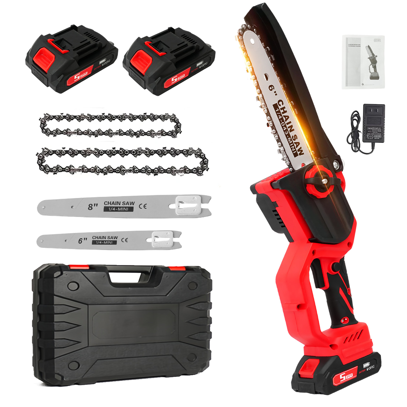 Mini Electric Chainsaw 6 Inch - Elektryczna pilarka łańcuchowa 1380W, szybka, bezszczotkowa,